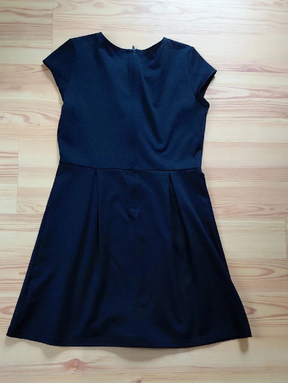Black Cap-Sleeve Fit-and-Flare Mini Dress